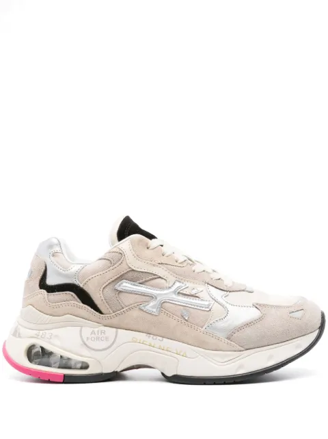 Premiata Sharky logo-embossed leather sneakers Neutrals SHARKYD314