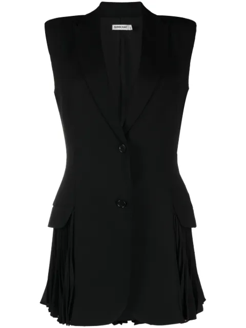 SIMKHAI single-breasted pleated vest Black 4236059P