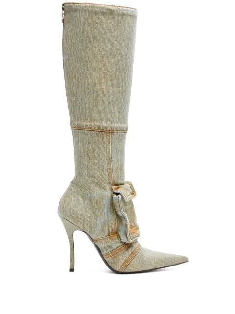 Diesel D-Venus Pocket denim knee-high boots Neutrals Y03252P6082