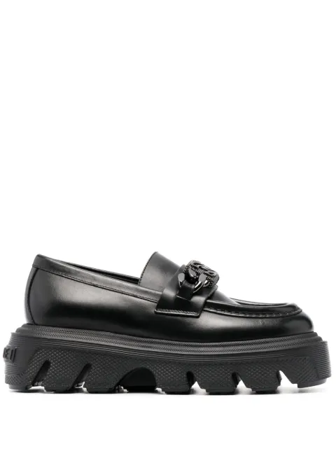 Casadei logo-plaque leather loafers Black 2D245W040NC1508