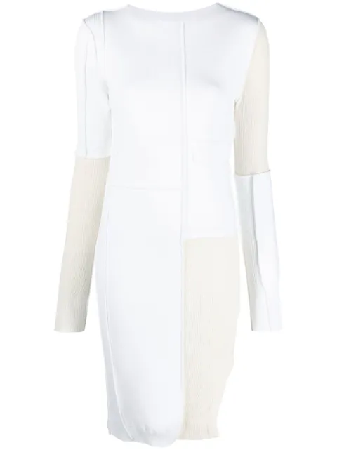 MM6 Maison Margiela colour-block exposed-seam midi dress White S52DD0013S18283