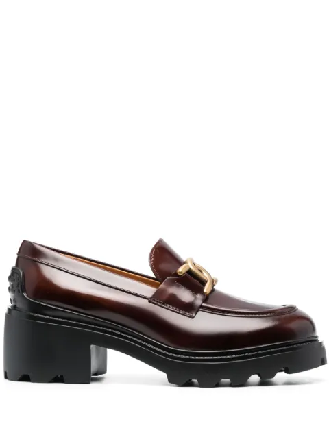 Tod's 60mm chain leather loafers Brown XXW08D0HR40SHA