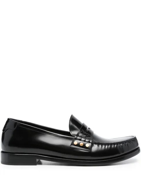 Saint Laurent almond-toe leather loafers Black 756049AO9TT