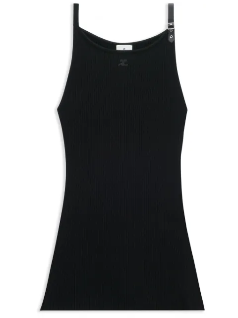 Courrèges logo-appliqué ribbed-knit minidress Black 124MRO328FI0001