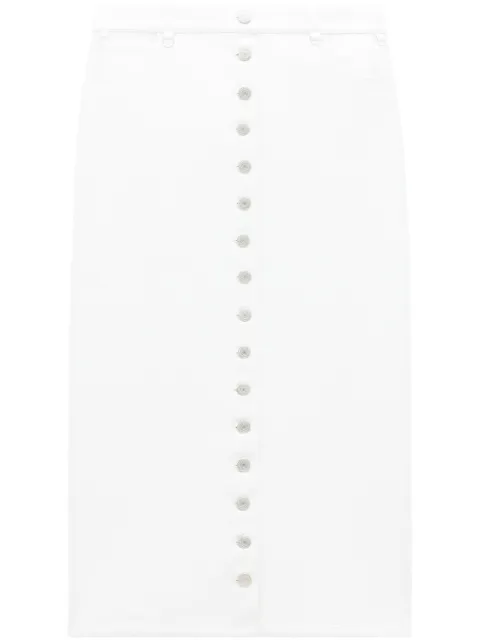 Courrèges Multiflex patent-finish midi skirt White 124CJU155VY0014