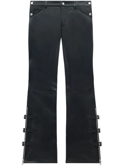 Courrèges buckle-detailed flared leather trousers Black 124LPA213CV0005