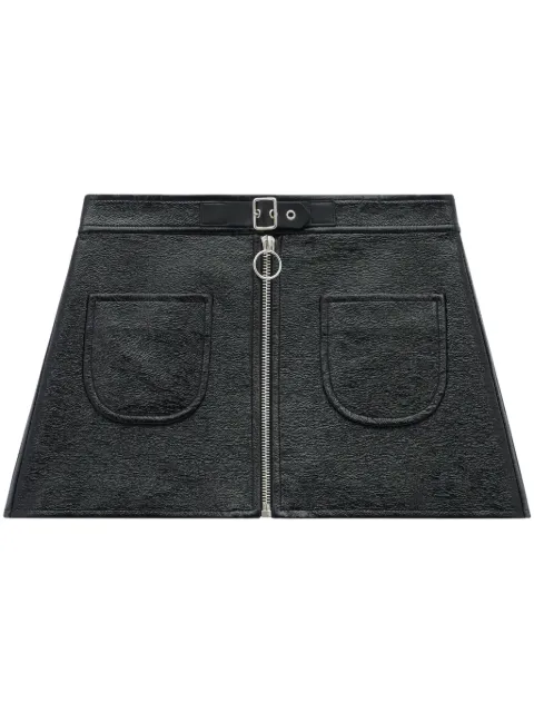 Courrèges buckle-strap crinkled miniskirt Black 124CJU154VY0014