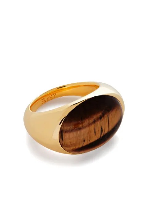 Monica Vinader Kate Young tiger-eye signet band ring Gold GPRGKYGRTGE