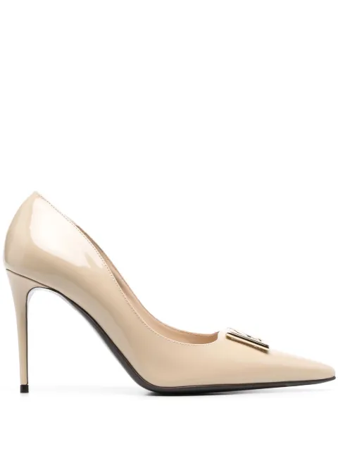 Dolce & Gabbana logo-plaque leather pumps Neutrals CD1815A10378H005