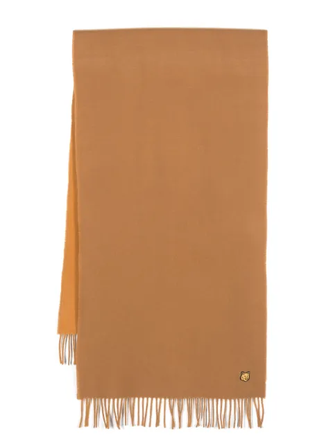 Maison Kitsuné fox-patch fringed scarf Neutrals LW06201WA0018