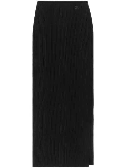 Courrèges Tube ribbed-knit long skirt Black 124MJU145FI0001