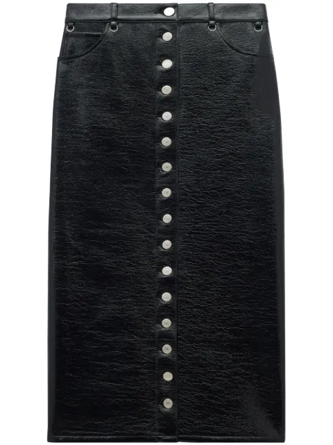 Courrèges Multiflex patent-finish midi skirt Black 124CJU155VY0014