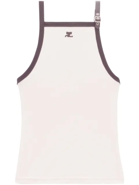 Courrèges buckle-detail cotton tank top Neutrals 124JDE067JS0070