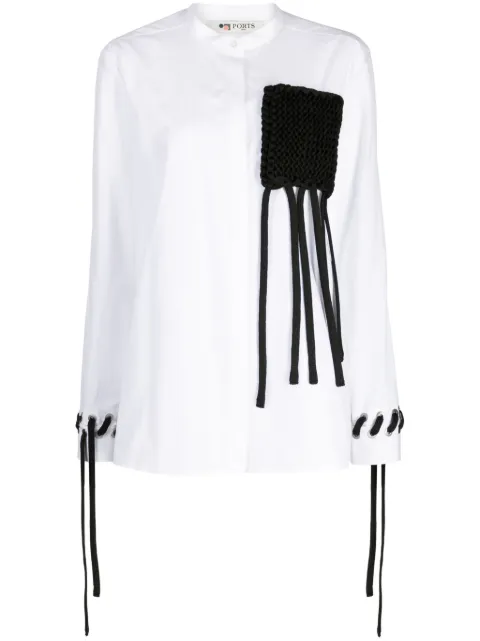 Ports 1961 knitted-panel strap-detail shirt White PW323HLS16FCOU239