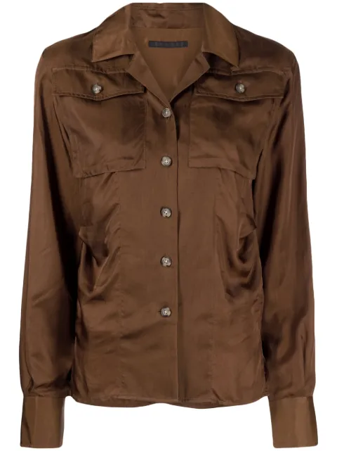 Helmut Lang long-sleeve satin-finish shirt Brown N04HW504