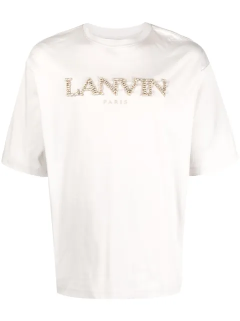 Lanvin logo-embroidered cotton T-shirt Grey RMTS9026J029A23