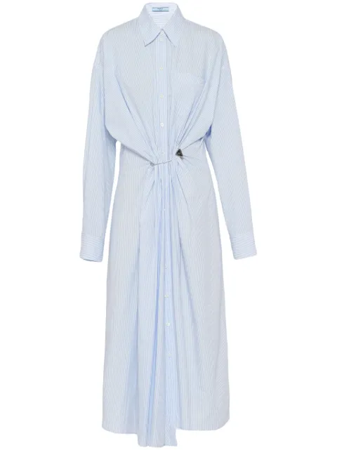 Prada safety pin-embellished striped shirtdress Blue P3K51S2321129
