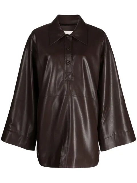 Nanushka Clarice faux leather polo shirt Brown NW23PFTP00578