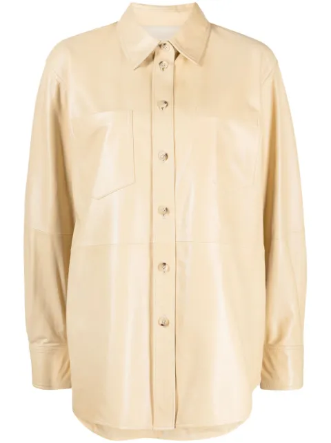 Helmut Lang long-sleeve leather shirt Neutrals N04HW513