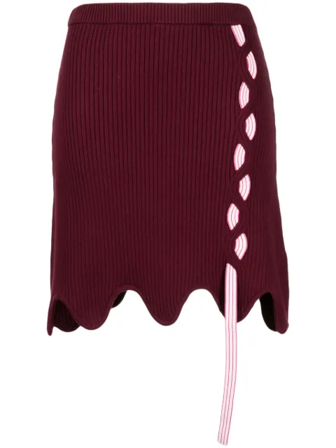 PH5 Sofia layered ribbed-knit miniskirt Red PF23SK019