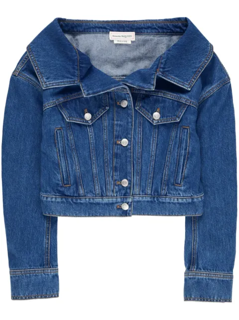 Alexander McQueen cropped denim jacket Blue 752781QMACG