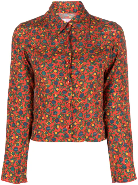 ERL Folksy Flower long-sleeve shirt Orange ERL06B110