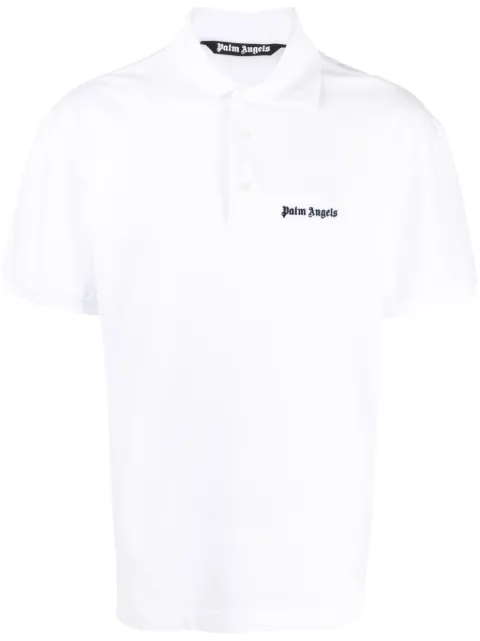 Palm Angels logo-embroidered polo shirt White PMGB012F23FAB0010110