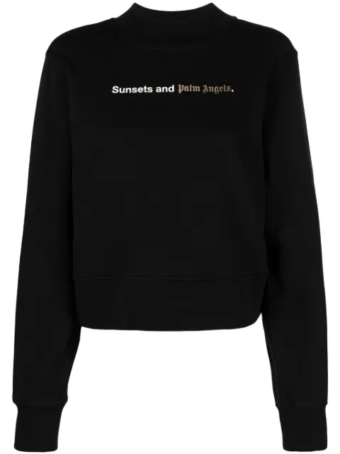 Palm Angels Sunsets-print cotton sweatshirt Black PWBA016F23FLE0011001