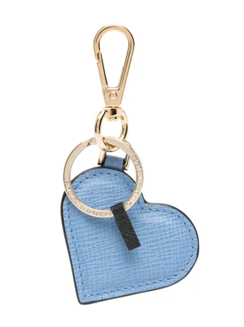 Smythson Heart leather keyring Blue 1200277
