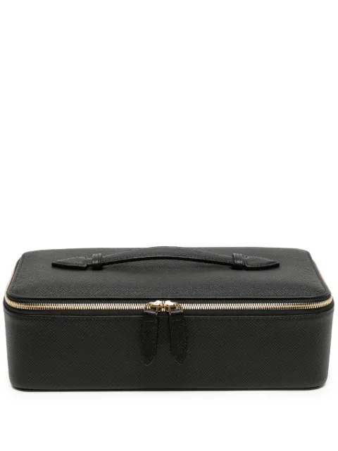 Smythson Panama leather jewellery travel case Black 1028334