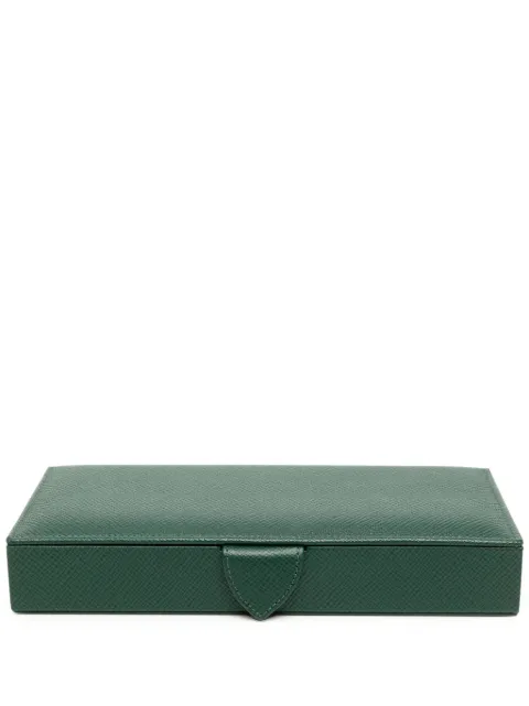 Smythson Panama leather cufflink box Green 1202675