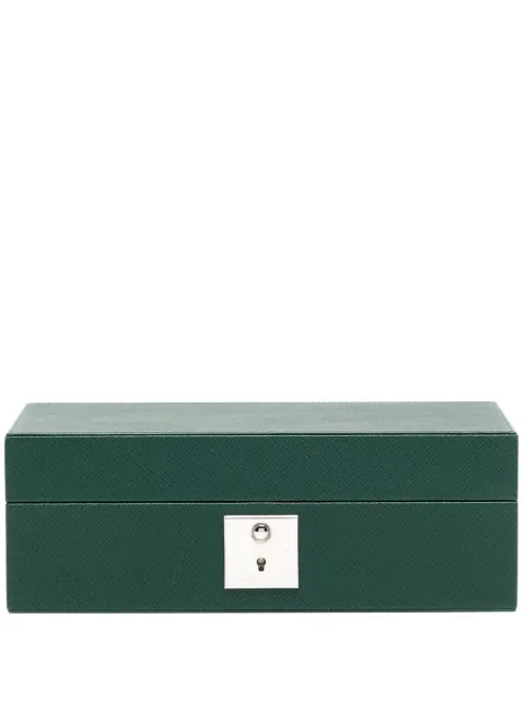 Smythson Panama leather watch box Green 1202708