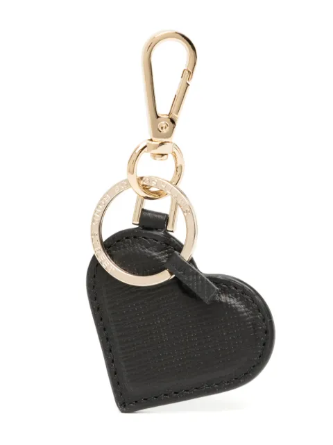 Smythson Heart leather keyring Black 1200276