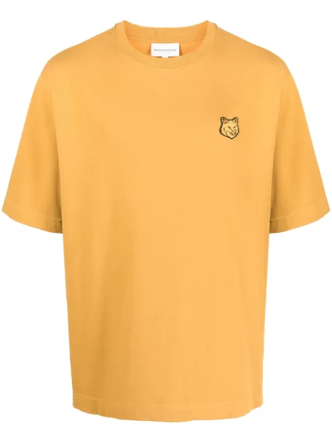 Maison Kitsuné fox-patch cotton T-shirt Yellow LM00107KJ0119