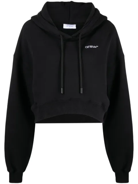 Off-White logo-print cropped hoodie Black OWBB057F23JER0011001