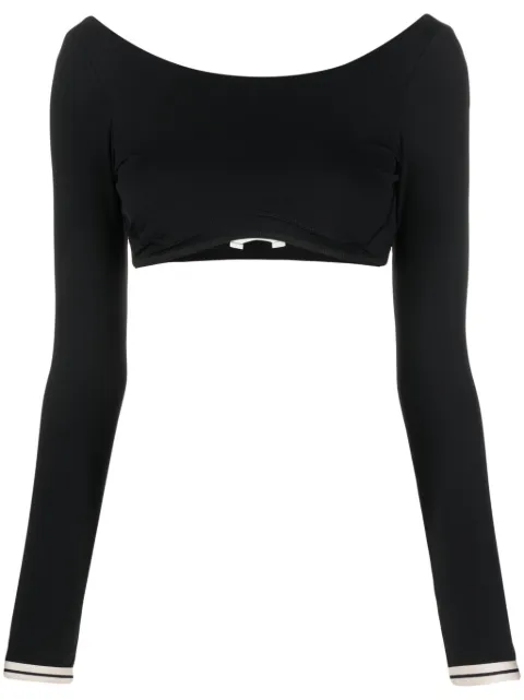 Palm Angels long-sleeve crop top Black PWVO028F23FAB0011003