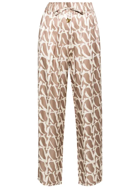 AERON Aurora monogram-print drawstring trousers Brown AW23PFPA264452