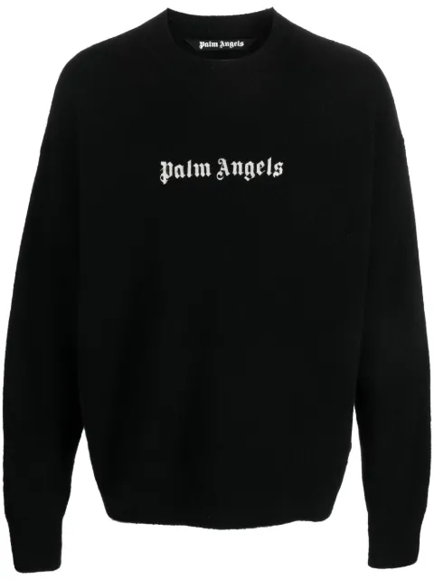 Palm Angels logo-embroidered jumper Black PMHE054F23KNI0041001