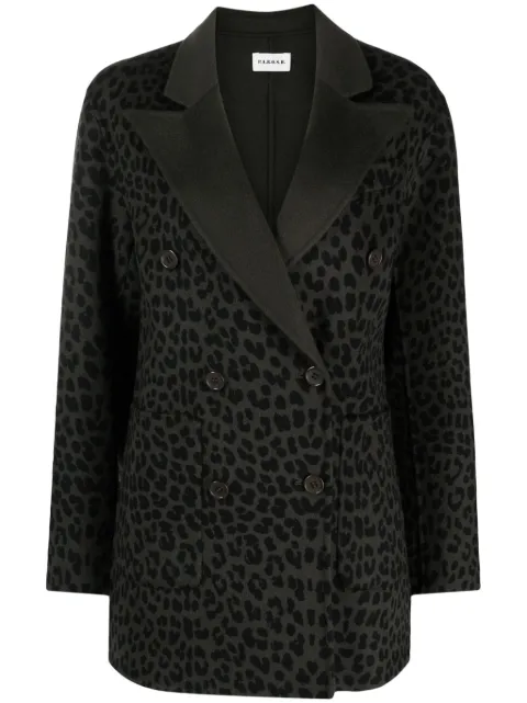 P.A.R.O.S.H. cheetah-print double-breasted blazer Green D431552LUCK