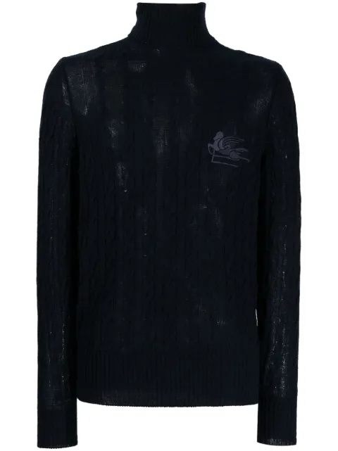 ETRO roll-neck cashmere cable-knit jumper Blue 1N9779680