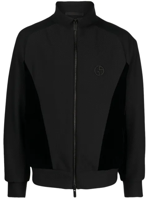 Giorgio Armani logo-embroidered zip-up jacket Black 3WGOB0AGJ004I