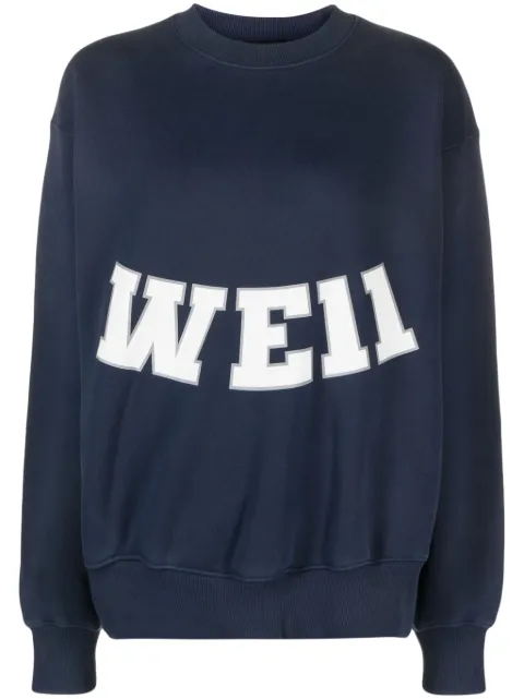 We11done logo-print cotton sweatshirt Blue WDTS322806