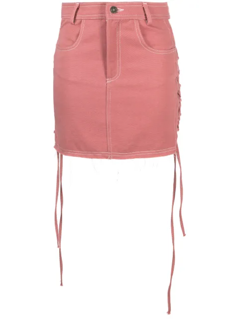 JULFER lace-up denim miniskirt Pink XTINASKIRT