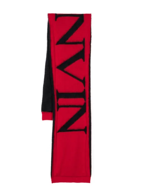 Lanvin brushed intarsia-knit scarf Red AMSAMS07CAMO21