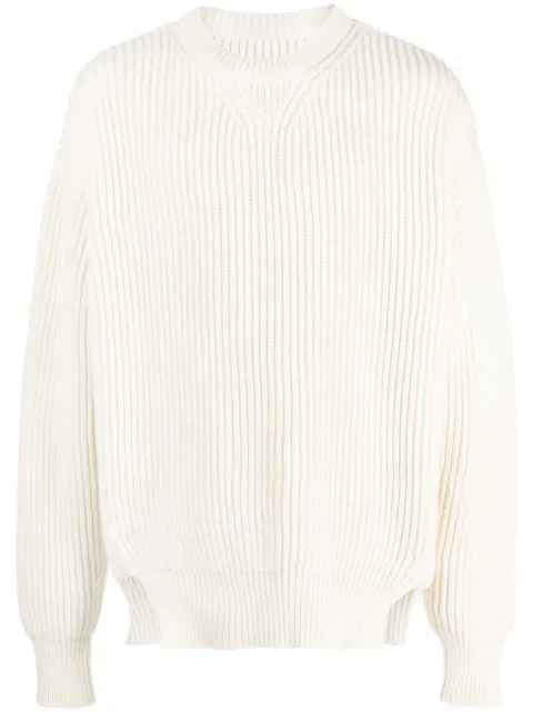 Jil Sander crew-neck ribbed-knit wool jumper Neutrals J22GP0153J14511