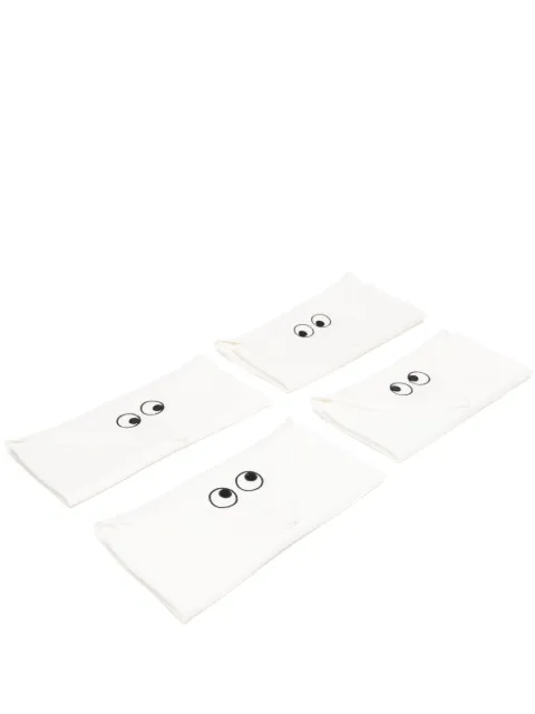 Anya Hindmarch embroidered-motif linen napkins (set of four) White 180191