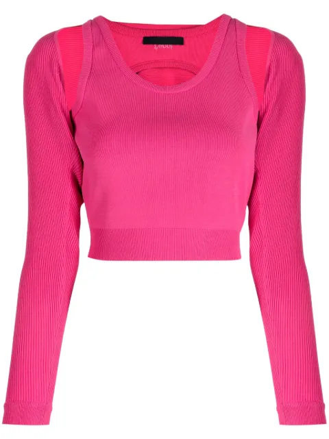 Juun.J cut-out layered cropped top Pink JW3851W01X