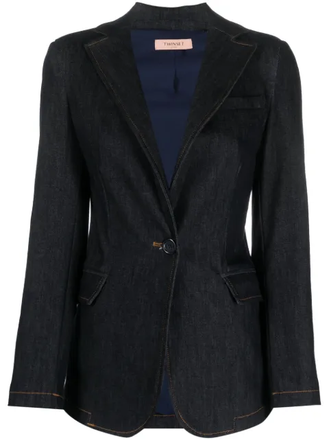 TWINSET single-breasted cotton-blend blazer Blue 232TP2390
