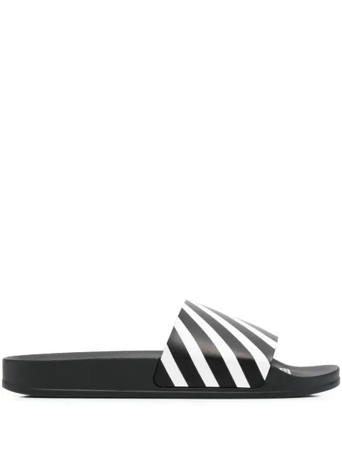 Off-White Diag-stripe moulded slides Black OMIC011C99MAT0011001