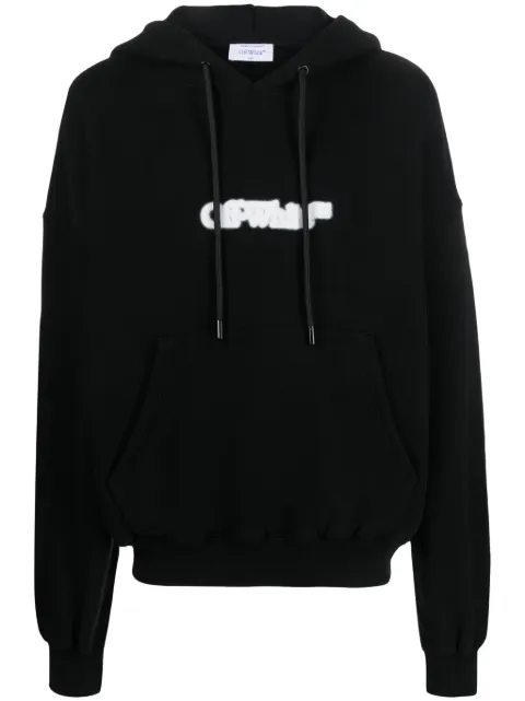Off-White logo-print cotton hoodie Black OMBB118F23FLE0021001